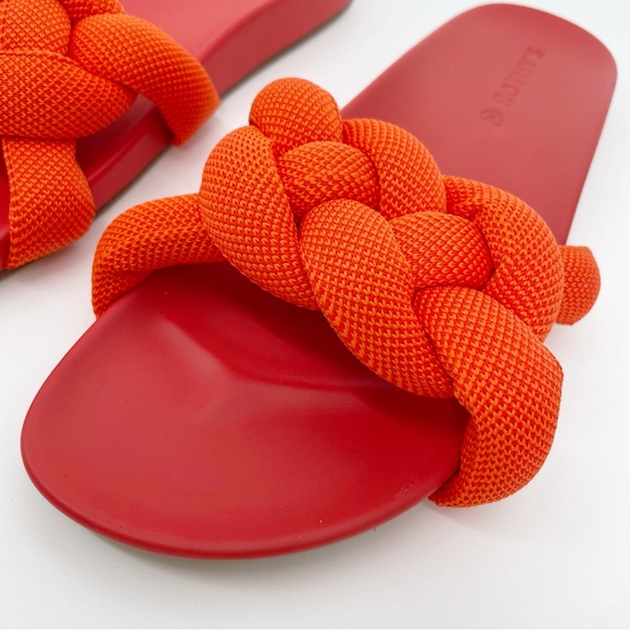 New Rothy’s Bubble Slides Sandals Knotted Sangria Red - Picture 2 of 4